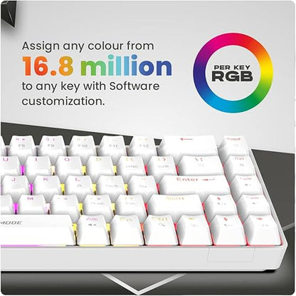Cosmic Byte CB-GK-36 Artemis 68Key Per Key RGB Kabelgebundenes mechanisches Tastatur mit austauschbaren blauen Outemu-Schaltern und Software (Weiß)
