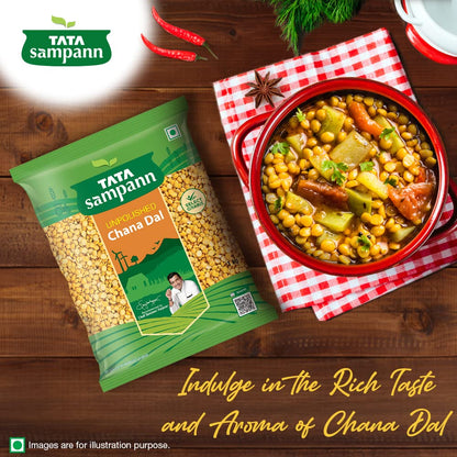 Tata Sampann Chana Dal (gespaltene Bengal-Kichererbsen) 1 kg | Ungeschälte indische Hülsenfrüchte | Proteinreiche Linsen | Reich an Ballaststoffen | Ideal für Currys, Suppen und Snacks