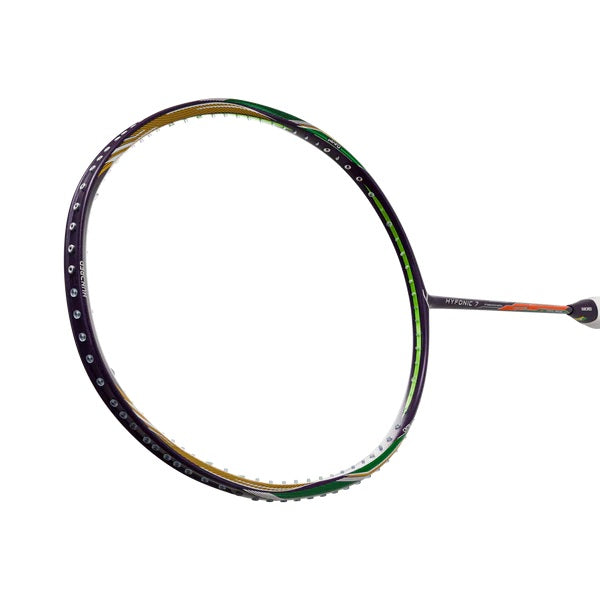„Hundred HYFONIC 7 (4U) LILA/GRÜN Badmintonschläger, Material: Hyperweave-Kohlefaser,  Griff: G6”