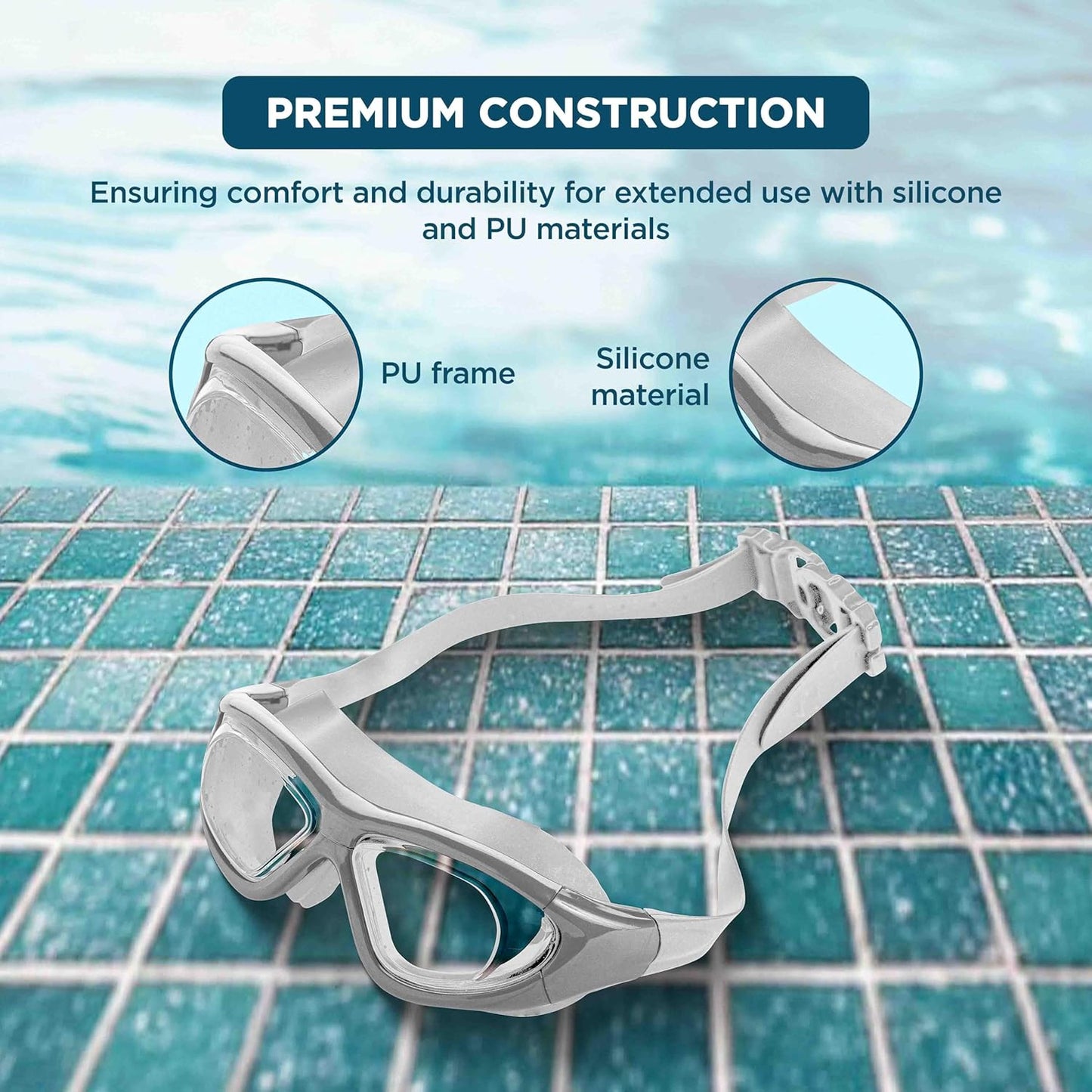 Endless EL1007 Premium-Schwimmbrille mit Antibeschlag- und UV-Schutz  Material: Silikon, PU | Stilvolle Brille mit 180-Grad-Weitwinkel | Weiche Silikondichtung für Dichtheit | Mit Hartschalenetui