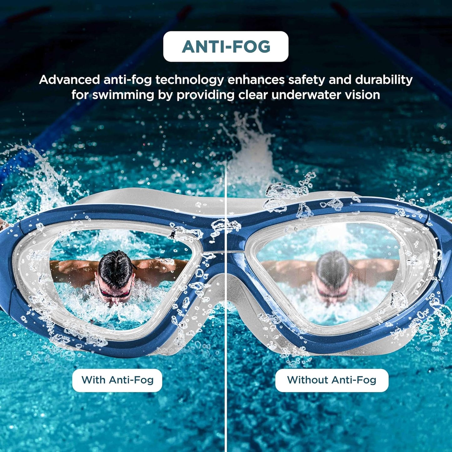 Endless EL1007 Premium-Schwimmbrille mit Antibeschlag- und UV-Schutz  Material: Silikon, PU | Stilvolle Brille mit 180-Grad-Weitwinkel | Weiche Silikondichtung für Dichtheit | Mit Hartschalenetui