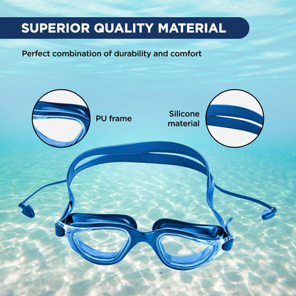 Endless EL1002 Stylish Swimming Goggle with Anti-Fog and UV Protection Material : Silicon, Plastic | With Adjustable Strap and Ear Buds | Soft Silicon Gasket for Leak Proof | With Hard Case			