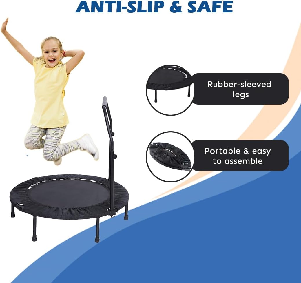 Endless 40“ faltbares Mini-Trampolin mit Griff und Max. Belastung 220 Kg | Schwarz & Rot | Material: Legierter Stahl, Nylon | Indoor und Outdoor Fitness Workouts | Anti-Rutsch | Perfekt für Aerobic-Übungen