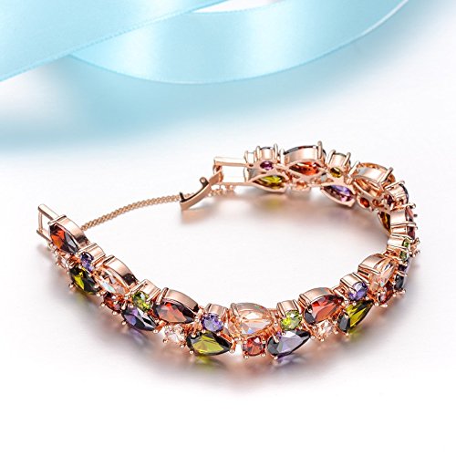 YouBella AAA Schweizer Zirkon-Kristall-Armband | Roségold | Mehrfarbig | Material: Kristall, Messing | Modischer Kunstschmuck | Für Frauen und Mädchen | Langanhaltendes Finish | Geeignet für alle Gelegenheiten