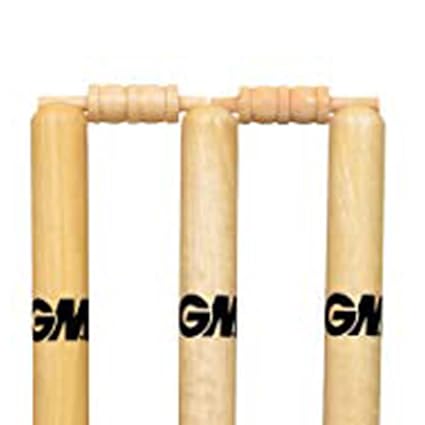 GM Spring Cricket Stumps Set | Farbe: Beige | Größe: Standard | Für Männer & Jungen | Material: Holz | Federbelastete Basis | Tragbar & Bequem