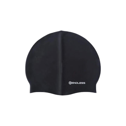 Endless EL1019 Klassische, bequeme, schlichte Badekappe aus Silikon | Schwarz | Vollelastische, wasserdichte Badekappe für langes und kurzes Haar mit dickerem Rand | Für Erwachsene, Frauen und Männer