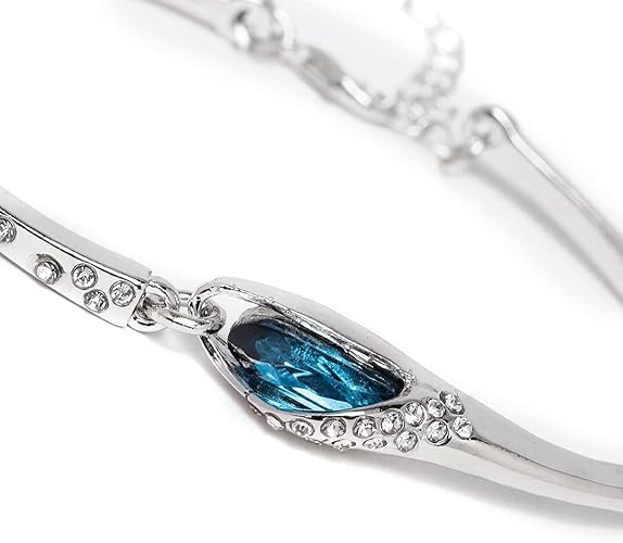 YouBella Silver Plated Style_3 Crystal Bracelet | Blue | Material: Brass | Fashionable art jewelry | For women & girls | Durable finish | Suitable for all occasions