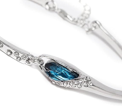 YouBella Silver Plated Style_3 Crystal Bracelet | Blue | Material: Brass | Fashionable art jewelry | For women & girls | Durable finish | Suitable for all occasions