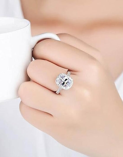 Youbella Solitaire Crystal Jewelry Silver Plated Ring for Women (Silver)(Ybrg_20019)