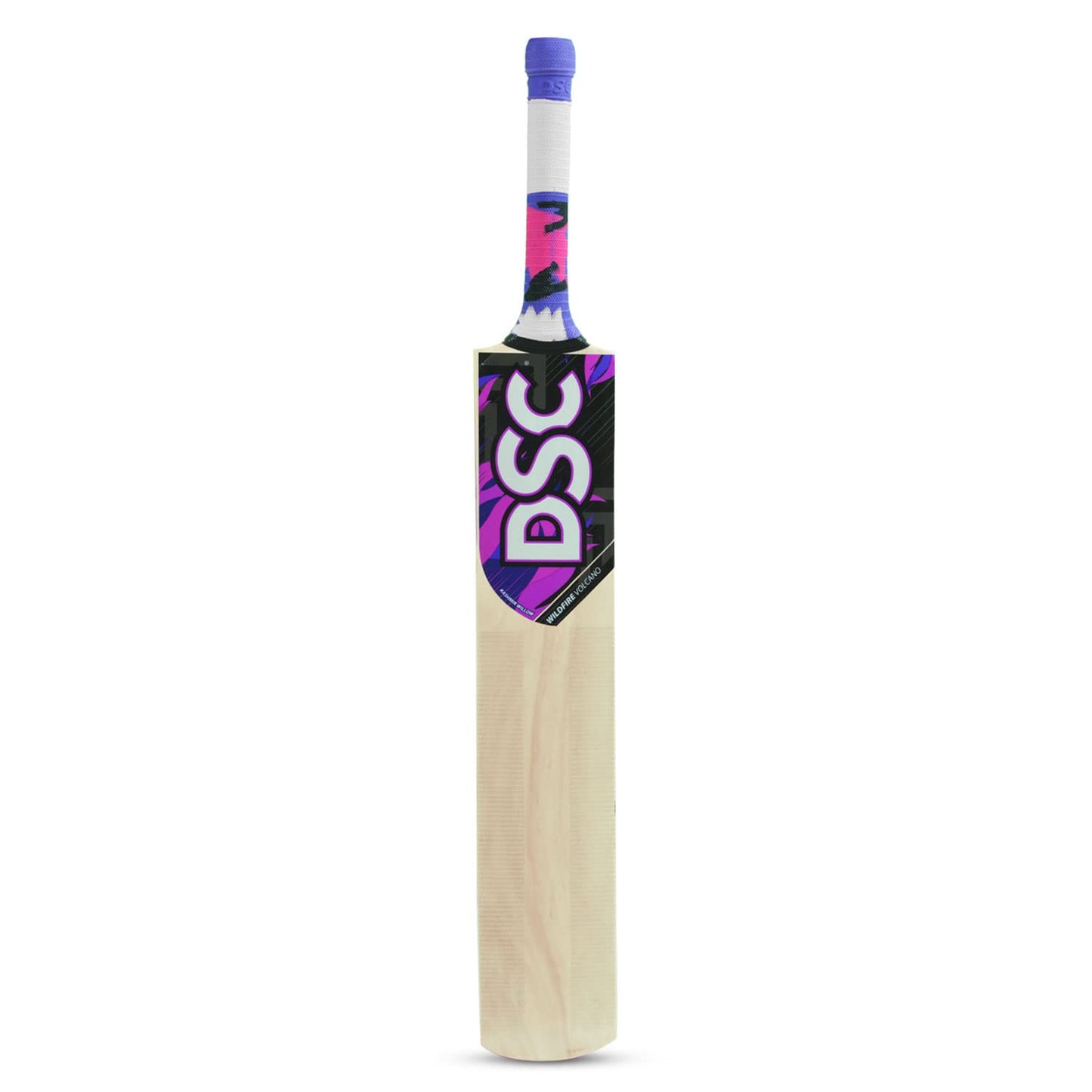 DSC Wildfire Volcano cricket bat for tennis ball | Color: Beige & Purple | Material: Kashmir Willow | For advanced players | Mid bladed | Perfectly balanced | With crossweave tape