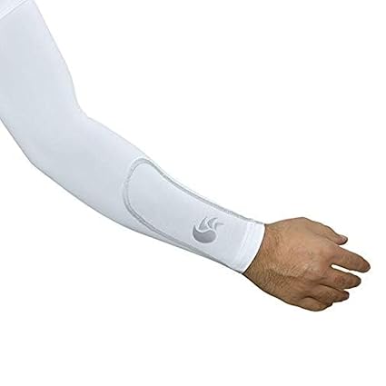 DSC Compression Arm Sleeve | White | Size: Medium | Unisex | Sun protection | Perfect for outdoor and sports activities | Performance stretch & moisture wicking