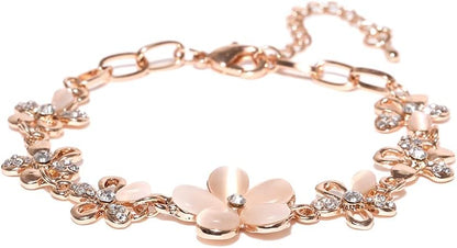 YouBella Stylish flower bracelet | Rose Gold | Material: Brass | Fashionable art jewelry | For women & girls | Durable finish | Suitable for all occasions