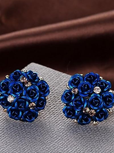 YouBella Jewelry for Women Earrings Crystal Rose Shape Floral Stud Earrings for Girls and Women