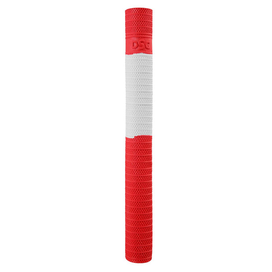 DSC Spyder Cricket Bat Grip | Farbe: Weiß/Rot | Packung mit 1 Stück | Material: Gummi | Bessere Stoßdämpfung | Verbesserte Kontrolle | Einfache Installation | Verwendung für alle Spieler | Bequeme Passform