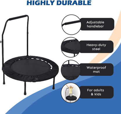 Endless 40“ faltbares Mini-Trampolin mit Griff und Max. Belastung 220 Kg | Schwarz & Rot | Material: Legierter Stahl, Nylon | Indoor und Outdoor Fitness Workouts | Anti-Rutsch | Perfekt für Aerobic-Übungen
