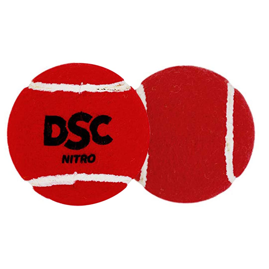 DSC Nitro Heavy Tennis Cricket Ball (Pack of 12) | Leather | Suitable for practice games | Training | Hard court | Grass