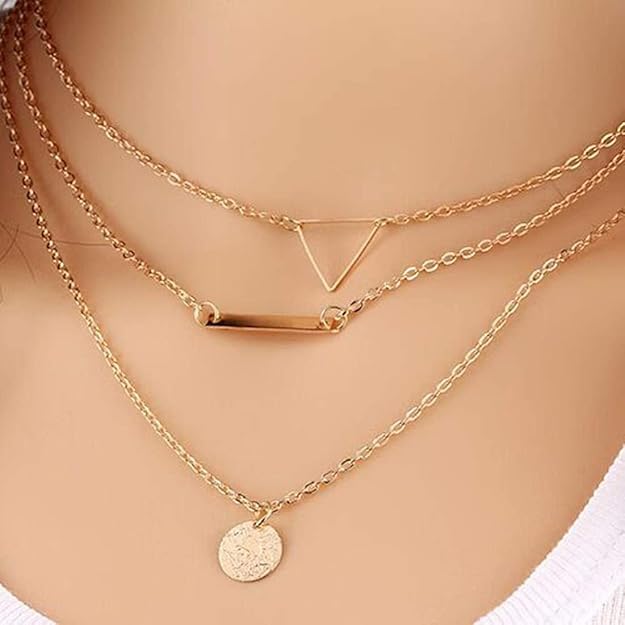 YouBella Stylish Trendy Mehrschichtiger Schmuck Vergoldete Mehrstrang-Halskette für Frauen (YBNK_5785, Golden)