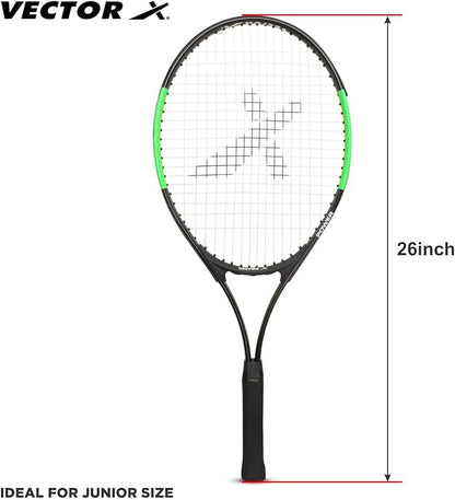 Vector X Vxt 520 Strung Tennisschläger | Farbe: Blau & Weiß | Größe: 26 Zoll | Für Männer & Jungen | Material: Aluminium | Superleicht & leicht zu schwingen | Griffgröße - 4 3/8