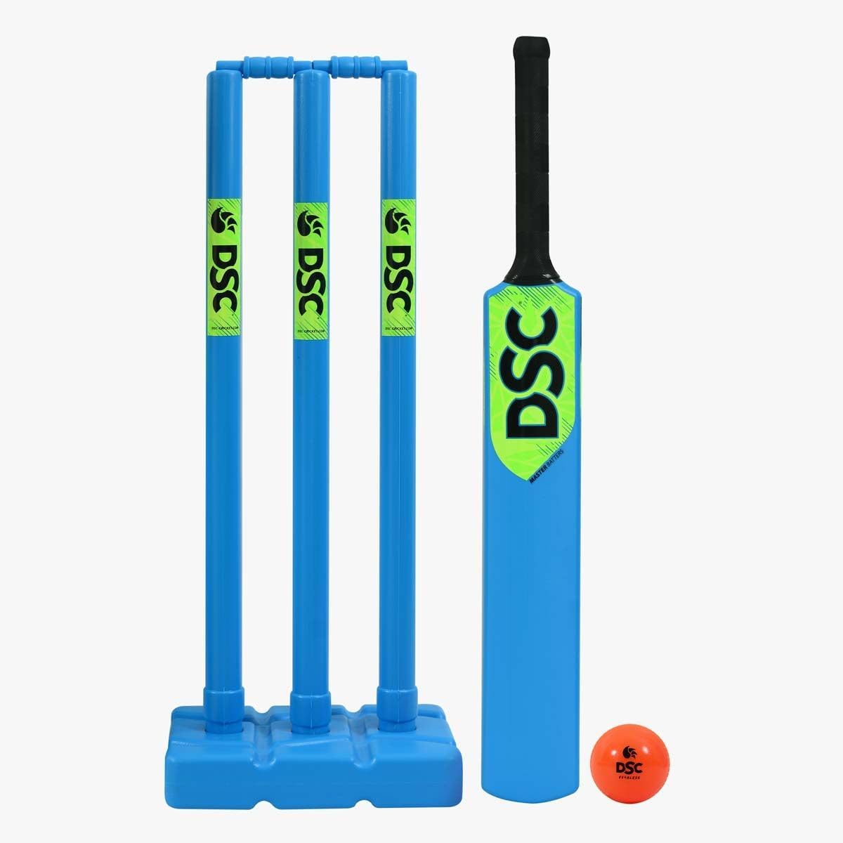 DSC MASTER BATTERS (1Bat, 1Ball, 2 Bails, 3 Stumps, 1 Stump Base) PLASTIC CRICKET SET - Size - 4 -2024