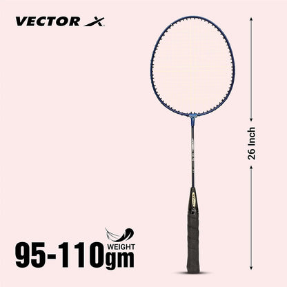 Vector X badminton racket | Color: Multicolour | Size: One size | For men & boys | Material: Aluminium | Set of 2 with 3 nylon shuttlecocks | Outdoor play, backyards | Sports training