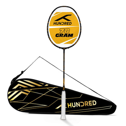 HUNDRED Glory Limited Edition Besaiteter Badmintonschläger (Standardgröße) | Unisex | Material: Carbon Fibre | mit kompletter Schlägerhülle