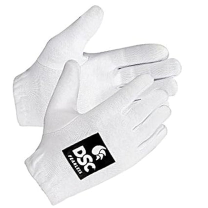 DSC Motion Cricket Inner Gloves (White, Youth) | Material: Cotton | For batting and fielding | Faster sweat absorption | Better grip on the ball