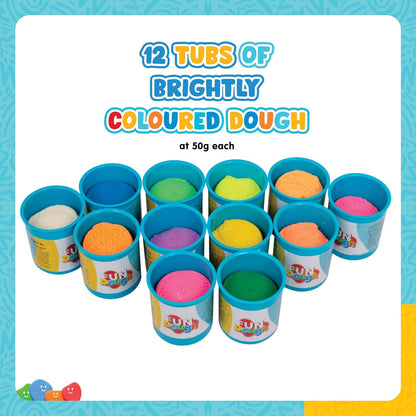 Funskool-Fundough Compound Box of Colours, 600 gms, (12 x 50 GMS) Multicolour, Dough, Toy, Shaping, Sculpting, 3 Years
