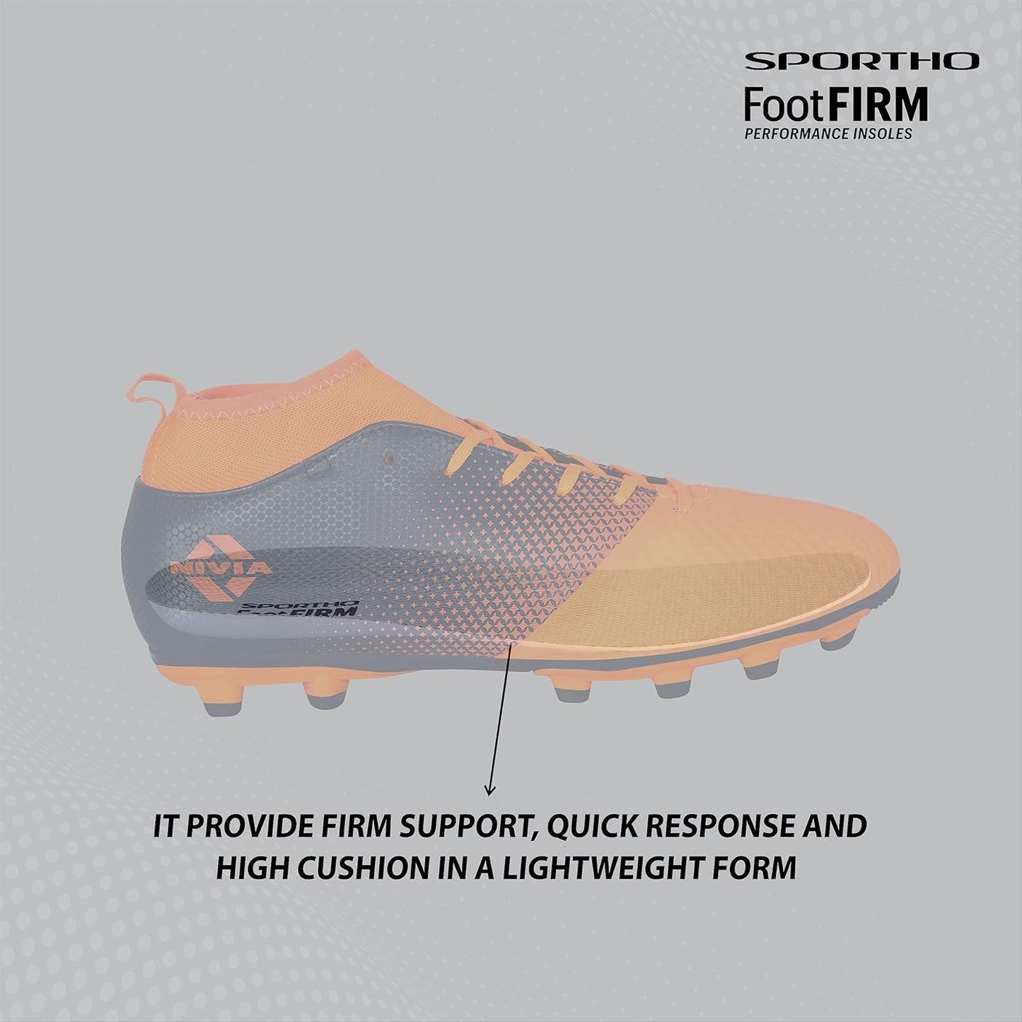 Nivia Ashtang Football Shoes (Black/Orange, 3 UK/ 4 US / 37 EU) | Synthetic Leather | PVC sole | Lace-Fastening | Padded Football			