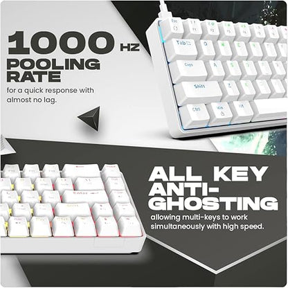 Cosmic Byte CB-GK-36 Artemis 68Key Per Key RGB Kabelgebundenes mechanisches Tastatur mit austauschbaren blauen Outemu-Schaltern und Software (Weiß)