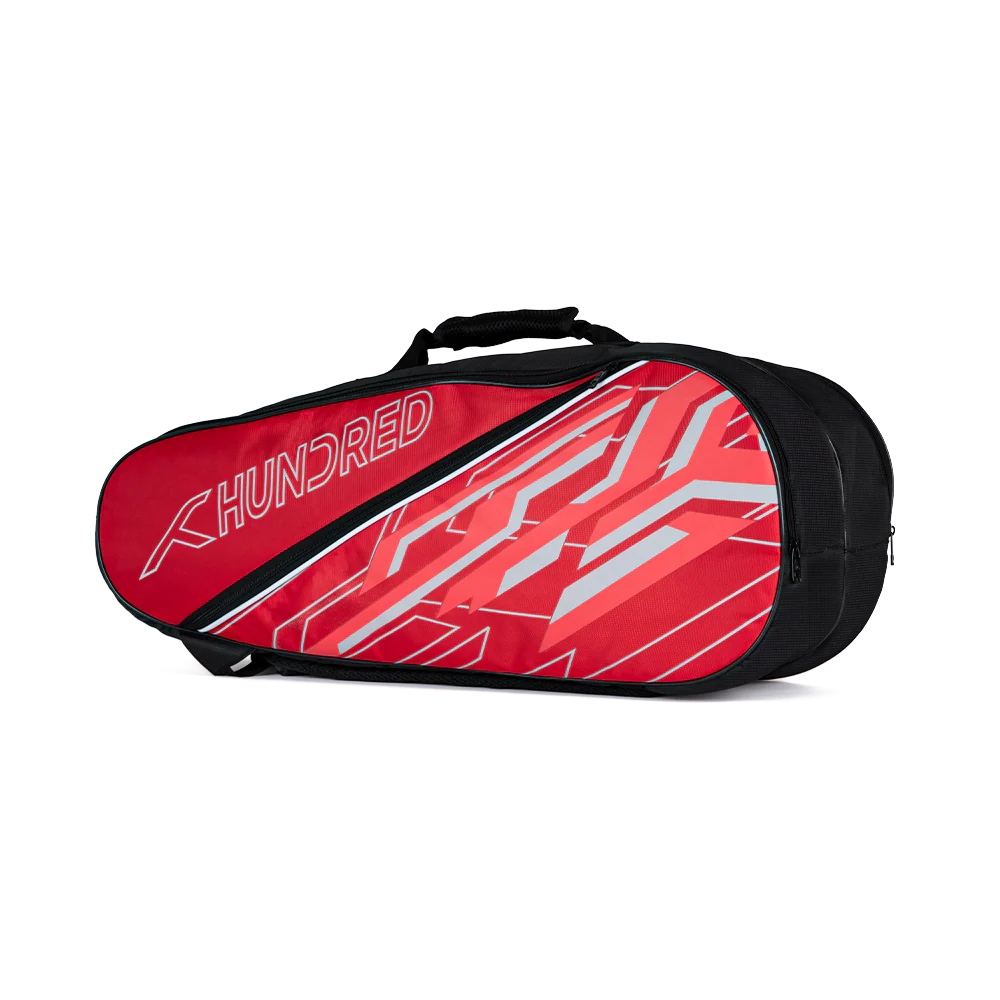 Hundred Two Step Kitbag – Dual Compartment Sports Bag with Front Pouch | Durable Zips, Adjustable Padded Straps & Comfortable Hand Grip | Ideal for Badminton, Tennis & Gym (Red)