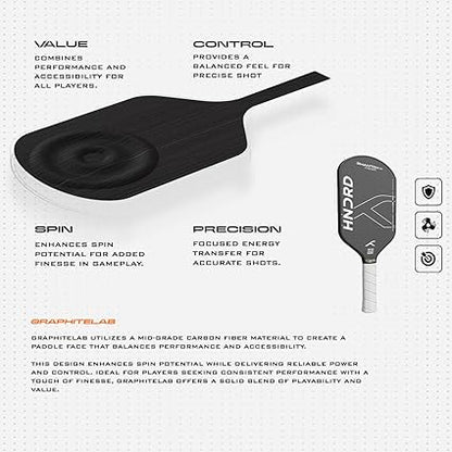 Hundred Phantom 20 Wide Pickleball-Schläger |  |Power Play | Kostenlose Tasche inklusive (Schwarz/Weiß)