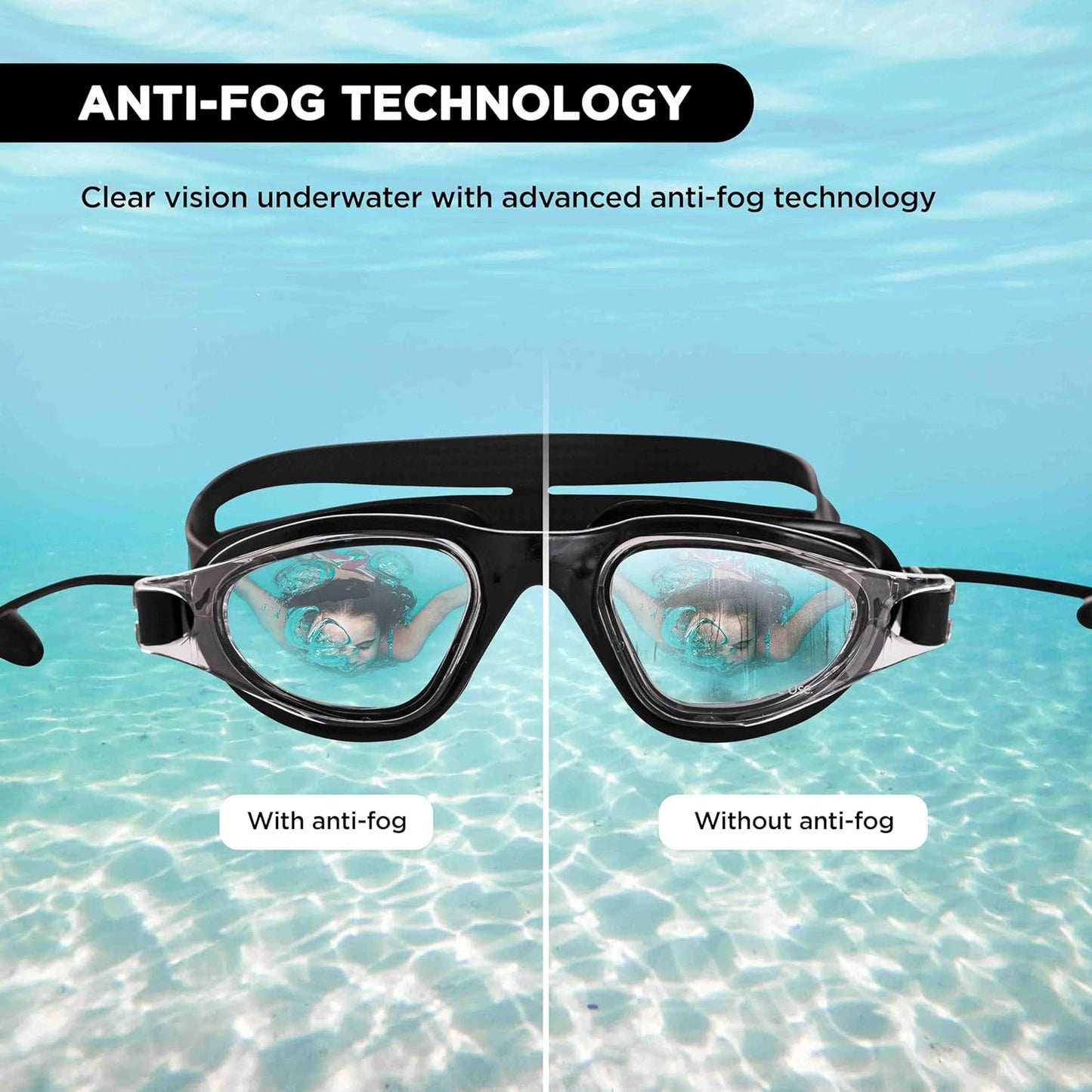 Endless EL1002 Stylish Swimming Goggle with Anti-Fog and UV Protection Material : Silicon, Plastic | With Adjustable Strap and Ear Buds | Soft Silicon Gasket for Leak Proof | With Hard Case			