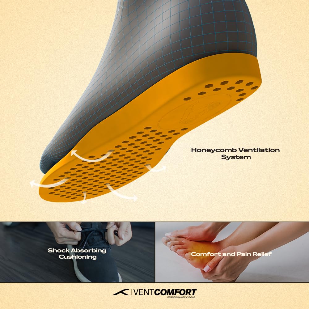 Hundred VentComfort Insoles Breathable Honeycomb Design for Fresh, Dry & Odor-Free Feet