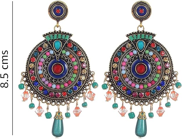 YouBella Schmuckgeschenke Bohemian Western Ohrringe Mehrfarbig Stilvolle Aktuelle Ohrringe für Mädchen und Frauen