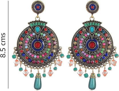 YouBella Schmuckgeschenke Bohemian Western Ohrringe Mehrfarbig Stilvolle Aktuelle Ohrringe für Mädchen und Frauen