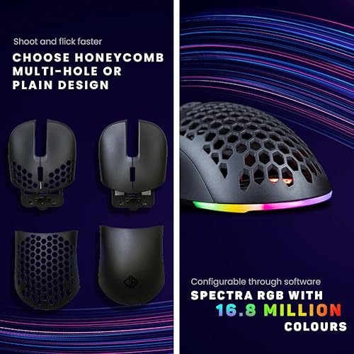 Cosmic Byte Kilonova 3370IC PRO X-Light Wireless Gaming Mouse, 71 Grams Lightweight, Pixart 3370 Sensor, DIY Hot-swappable Switches, 0.8MM PTFE feet (Black)			