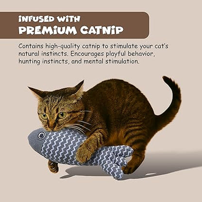 FUNFY Pet Toys für Katzen | 3er-Pack Fisch-Katzenminze-Knitter-Sound, weich und haltbar, interaktiv, Plüsch-Kissen für Wohnungskatzen | Haustier Zahnen, Kauen, Spielen Spielzeug