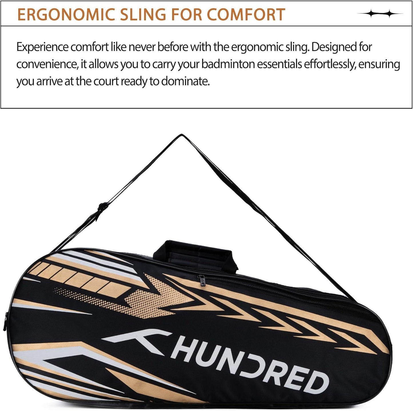 HUNDRED Urban Pod Badminton Kit Bag, 3 Spacious Compartments, Double Zip Closure
