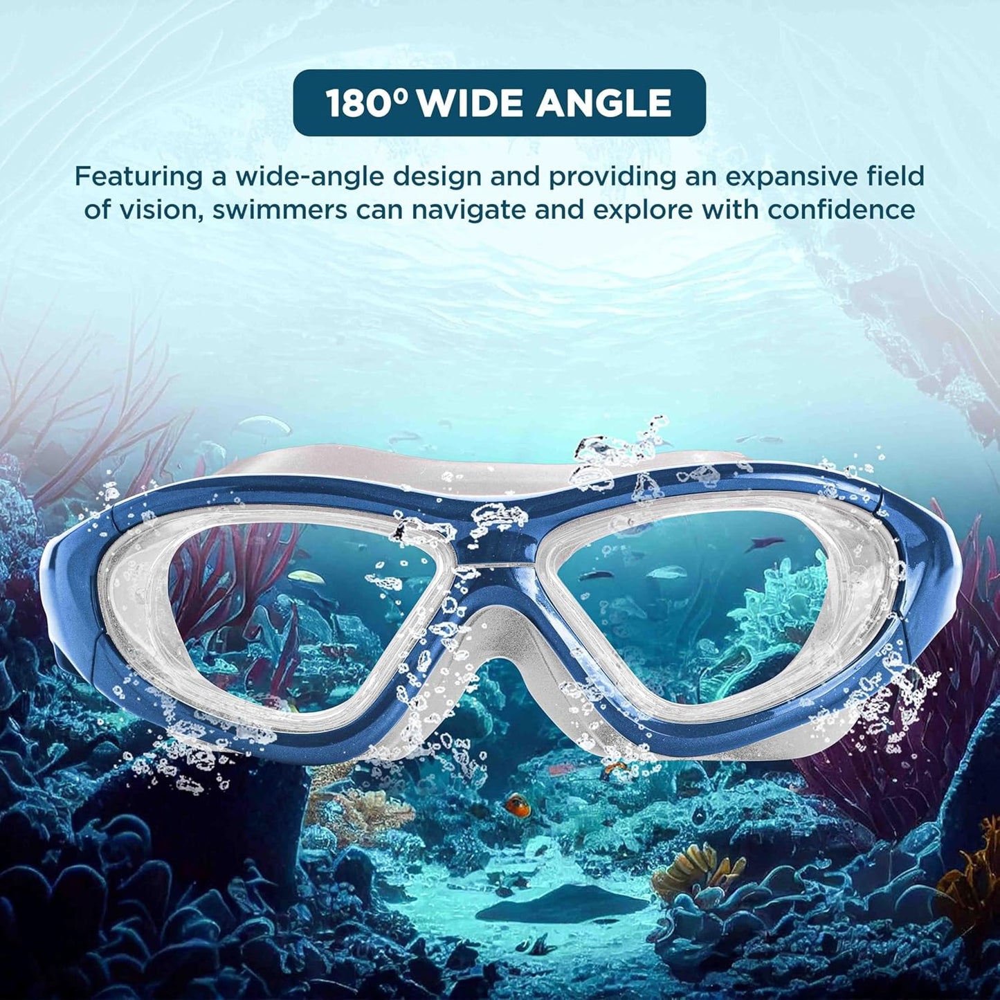 Endless EL1007 Premium-Schwimmbrille mit Antibeschlag- und UV-Schutz  Material: Silikon, PU | Stilvolle Brille mit 180-Grad-Weitwinkel | Weiche Silikondichtung für Dichtheit | Mit Hartschalenetui