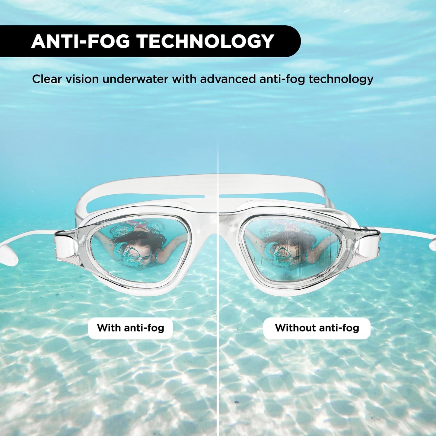 Endless EL1002 Stylish Swimming Goggle with Anti-Fog and UV Protection Material : Silicon, Plastic | With Adjustable Strap and Ear Buds | Soft Silicon Gasket for Leak Proof | With Hard Case			
