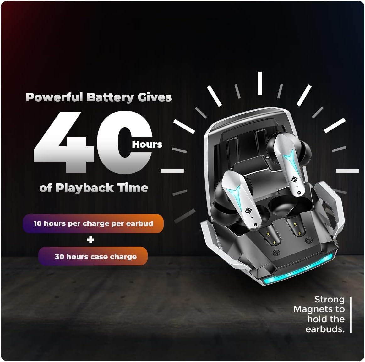 Cosmic Byte CosmoBuds X200 True Wireless Earbuds (TWS), BT 5.3, 38 ms Latenz GOD Mode™, Musikmodus, 40 Stunden, ENC, IPX5, Sprachassistent