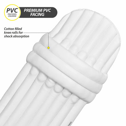 DSC Condor Atmos Cricket Batting Legguard | Farbe: Weiß & Rot | Für Männer & Jungen | Material: PVC | Maximale Schockabsorption | Schutz und Komfort