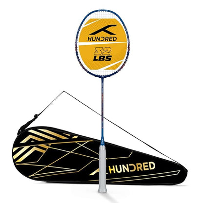 HUNDRED Medal Master Strung Badmintonschläger (Standardgröße) | Unisex | Material: Carbon Fibre | mit kompletter Schlägerhülle