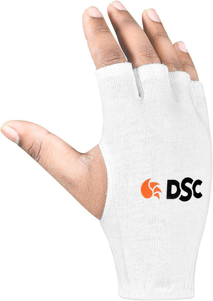 DSC Attitude Cricket Batting Inner Gloves | Cotton material | Cut fingers for better grip | Faster sweat absorption | Kit for men and boys | White