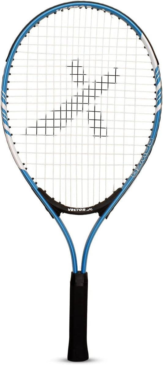 Vector X VXT-520 Strung Tennisschläger | Größe: 25 Zoll | Material: Aluminium | mit 3/4 Hülle | Leichtgewicht | Starke Schlagfestigkeit | Stoßdämpfende Wirkung | Spielstärke: Fortgeschrittene