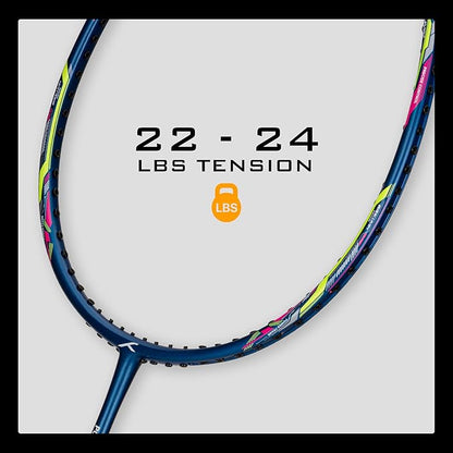 HUNDRED Powertek 2000 PRO Badminton Racket with Full String (Size: Standard, Grip Size: G6) | Stringing | Material: Graphite | For advanced players | Weight: 90 grams | Maximum string tension - 22-24lbs
