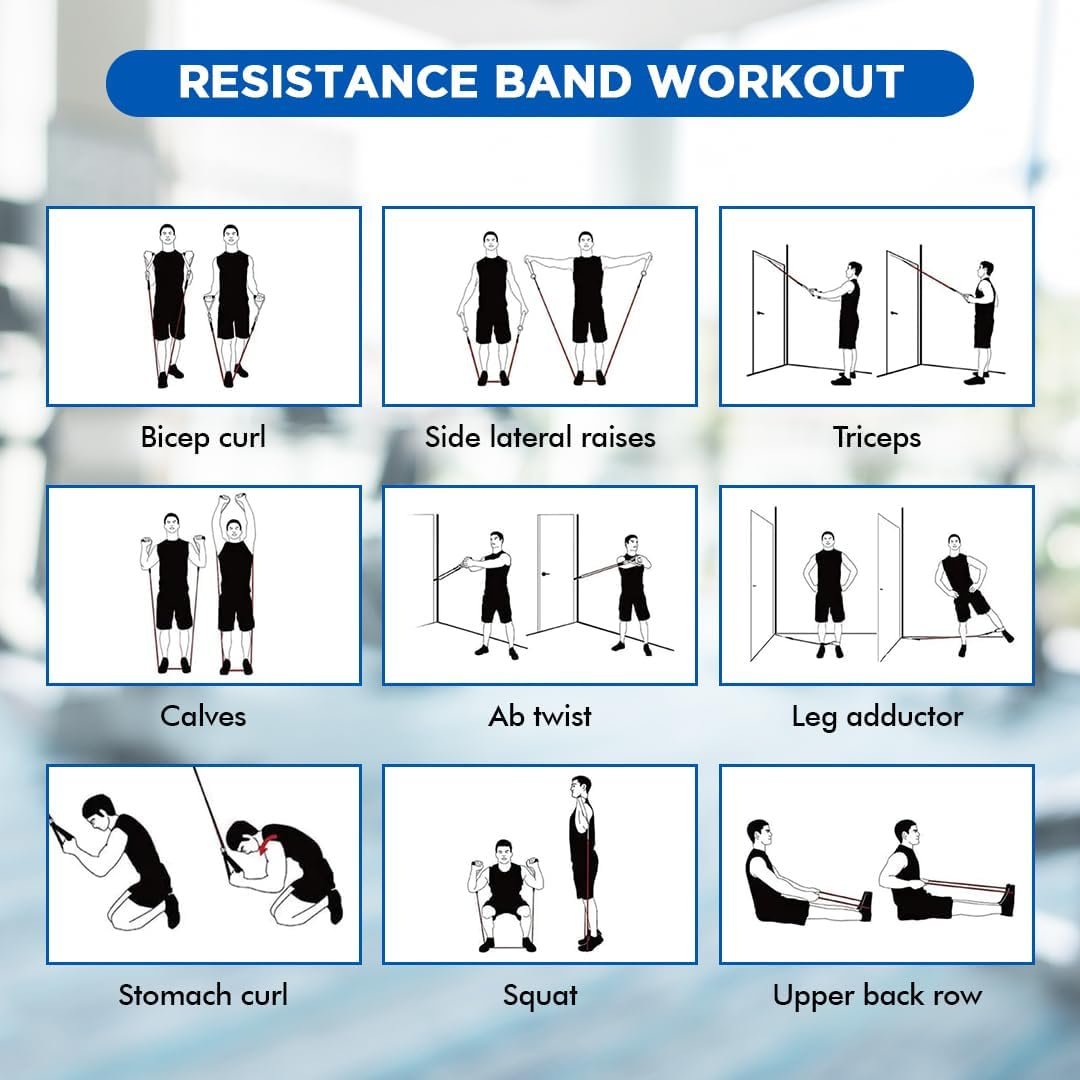 Endless EL1043 Toning Tubes Set of 5 with Different Resistance Levels, Multi-Colored, Material: Natural Latex, with Door Anchor, Handles, Waterproof Carrying Bag, Leg and Ankle Loops for Men and Women