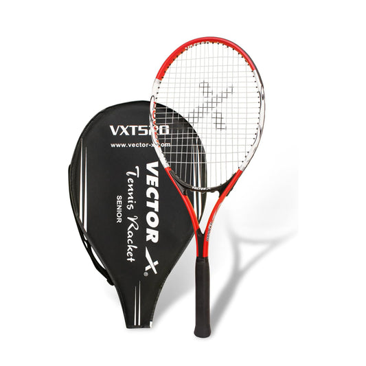 Vector X Vxt 520 27 inch Senior with 3/4 cover strung tennis racket (Red, White)