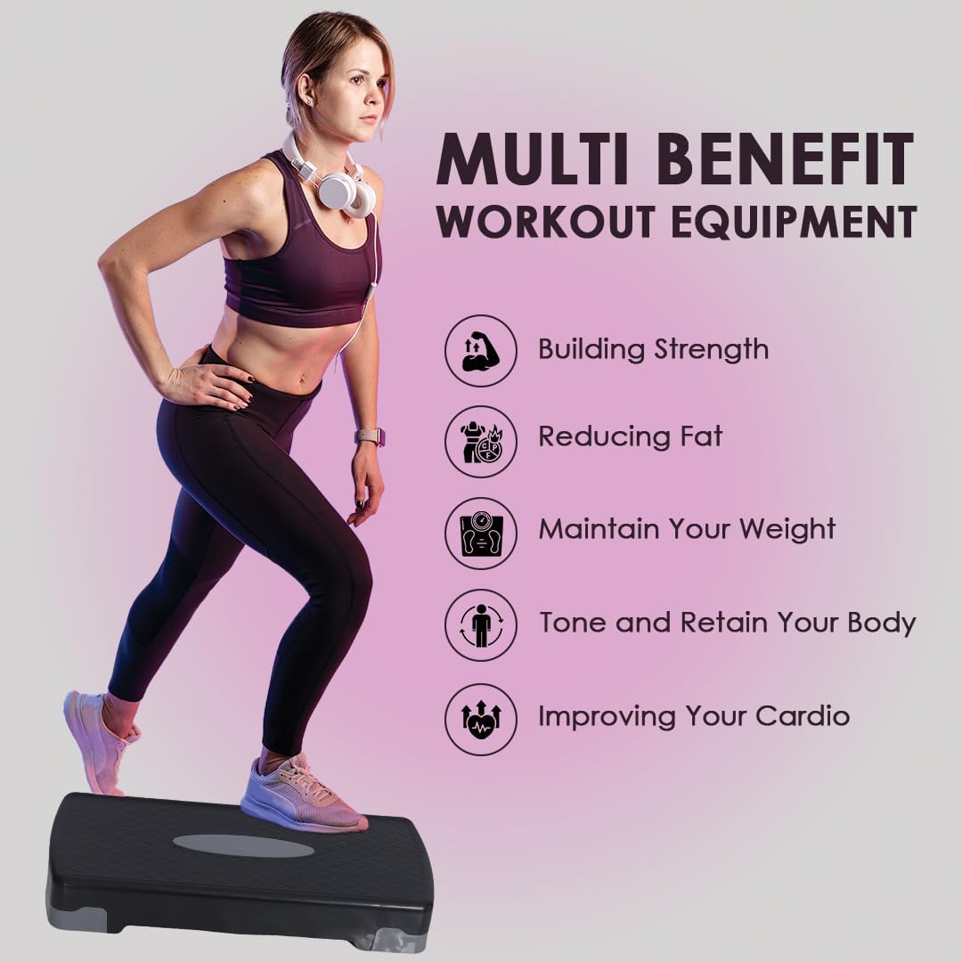 Endless Aerobic Exercise Stepper Platform with 2 Adjustable Heights | Various | Material: ABS plastic | Exercise platform | Ideal for gym and home | Cardio fitness | For men and women