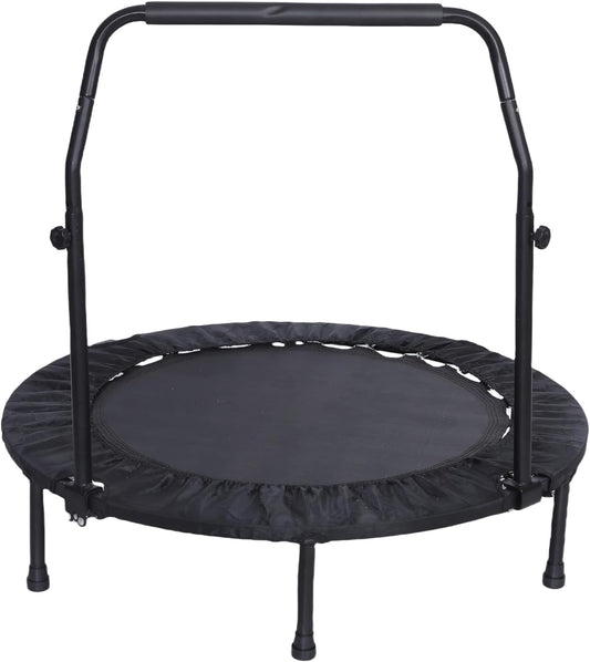 Endlos 40“ faltbares Mini-Trampolin mit Griff und Max. Belastung 220 Kg | Schwarz & Rot | Material: Legierter Stahl, Nylon | Indoor und Outdoor Fitness Workouts | Anti-Rutsch | Perfekt für Aerobic-Übungen